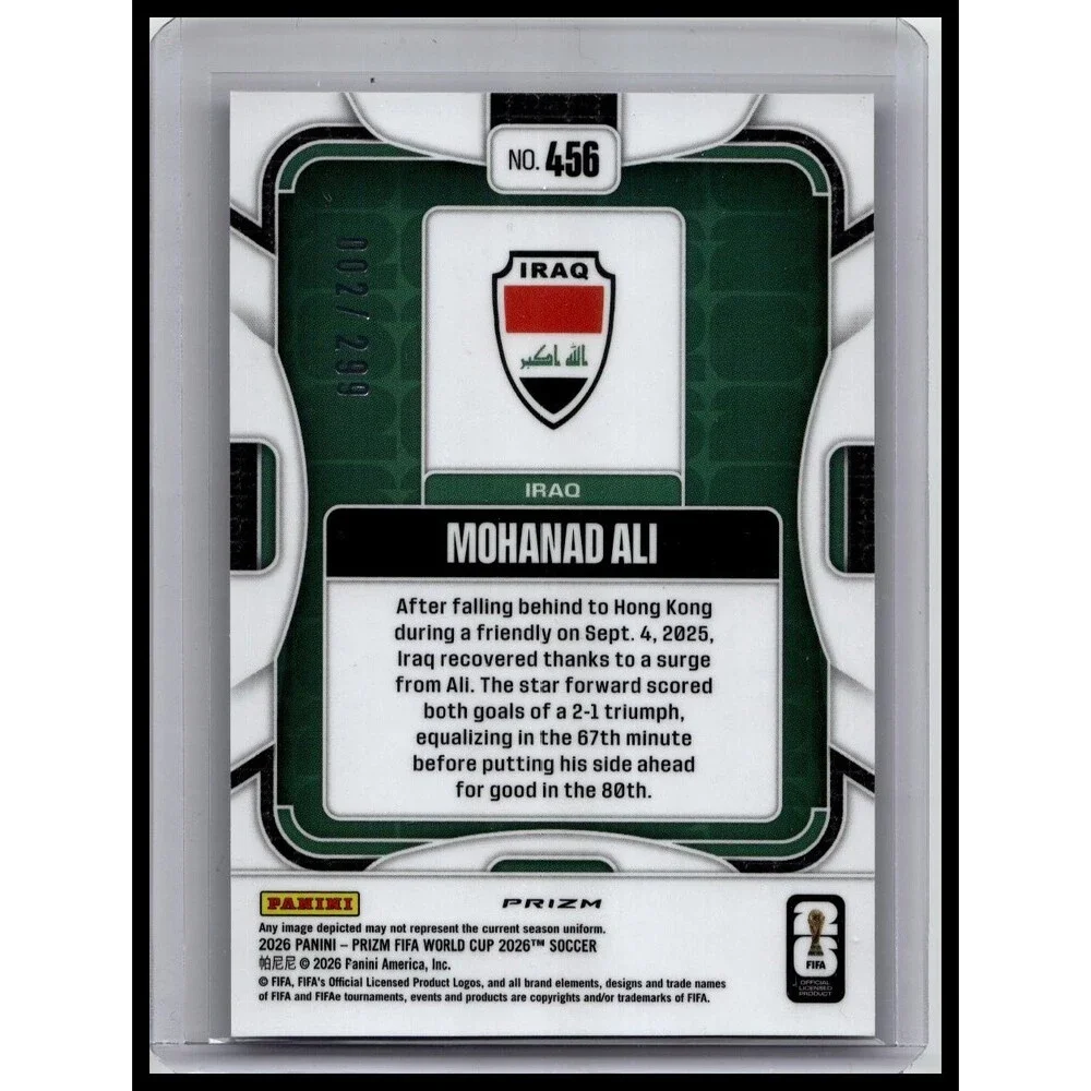 2026 Panini Prizm FIFA World Cup Mohanad Ali #456 Iraq Purple Hyper Prizm /299